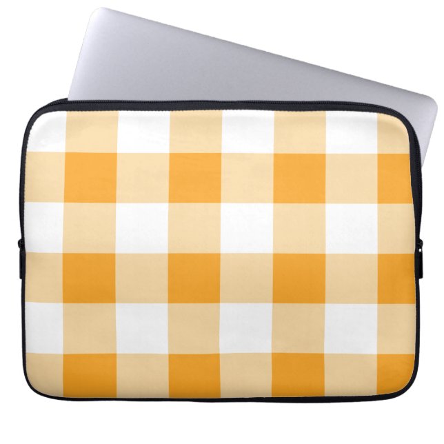 Capa Para Notebook Padrão de Gingham Amarelo (Frente)