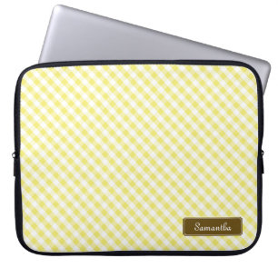 Capa Para Notebook Padrão de Gingham Amarelo de Pastel-Cute