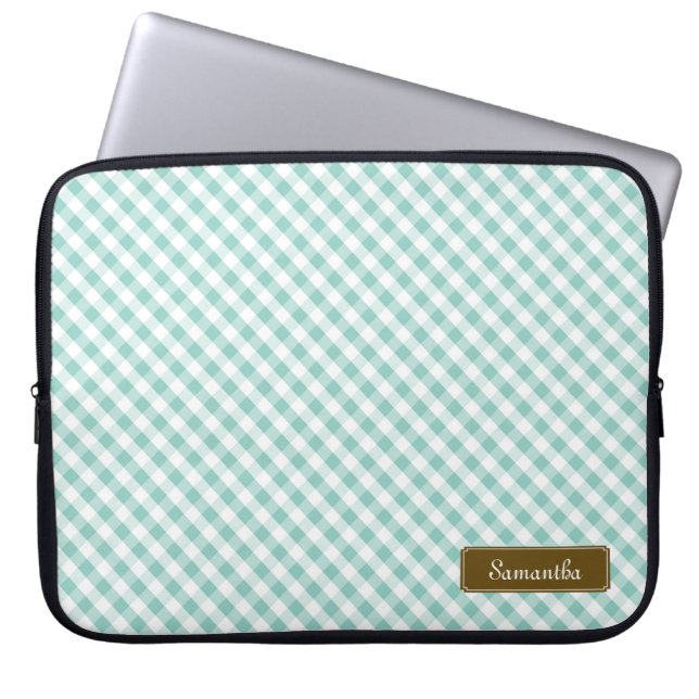 Capa Para Notebook Padrão de Gingham do Pastel Cute Mint (Frente)