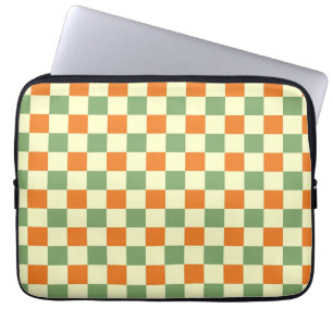 Capa Para Notebook Padrão de Gingham - Laranja Verde Marrom