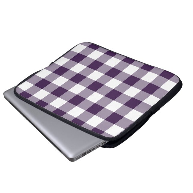 Capa Para Notebook Padrão de Gingham Púrpura e Branca (Frente Inferior)