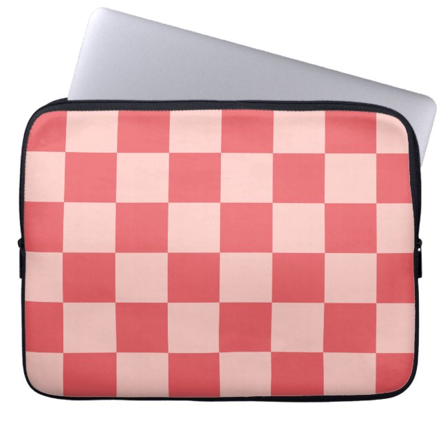 Capa Para Notebook Padrão de Gingham Vermelhos Rosa Verificado (Frente)