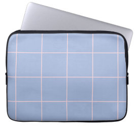 Capa Para Notebook Padrão de Grade Azul e Rosa Suave