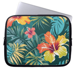 Capa Para Notebook Padrão de Hibisco Havaiano na Selva