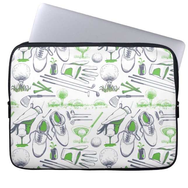 Capa Para Notebook Padrão de ícones de golfe verde (Frente)