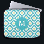 Capa Para Notebook Padrão de Ikat do Diamond de Aqua Lemon Monogramme<br><div class="desc">Na moda e design chic apresentam um padrão ikat de diamantes coloridos e modernos e podem ser personalizados com seu monograma,  inicial,  nome ou qualquer texto de sua escolha para um presente personalizado perfeito!</div>
