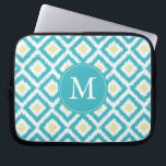 Capa Para Notebook Padrão de Ikat do Diamond de Aqua Lemon Monogramme<br><div class="desc">Na moda e design chic apresentam um padrão ikat de diamantes coloridos e modernos e podem ser personalizados com seu monograma,  inicial,  nome ou qualquer texto de sua escolha para um presente personalizado perfeito!</div>