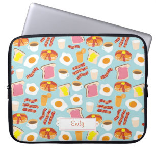 Capa Para Notebook Padrão de ilustrações de Comida do café da manhã d
