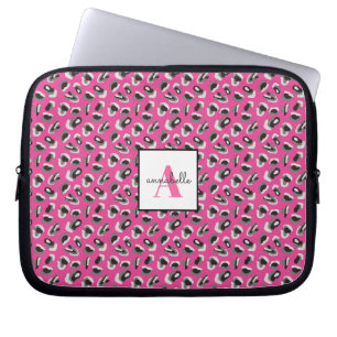 Capa Para Notebook Padrão de Impressão do Leopardo Rosa Monograma Per