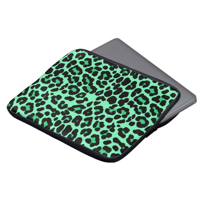 Capa Para Notebook Padrão de impressão do Mint Green e do Jade Leopar (Frente Topo)