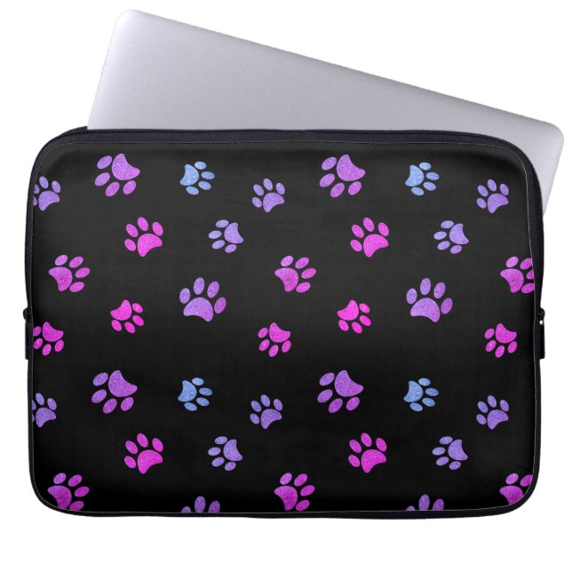 Capa Para Notebook Padrão de Impressões de Pata Rosa Azul Roxo (Frente)