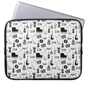 Capa Para Notebook Padrão de Instrumentos Musicais Retro-Brancos Pre