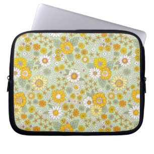 Capa Para Notebook Padrão de Jardim Floral Amarelo