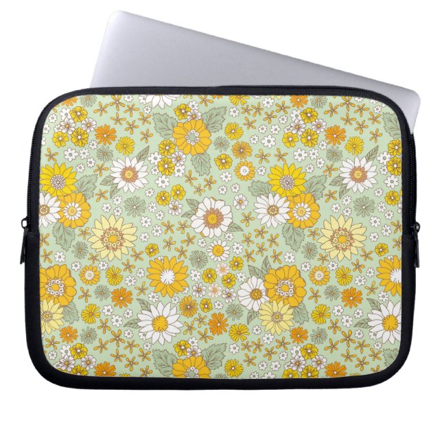 Capa Para Notebook Padrão de Jardim Floral Amarelo (Frente)