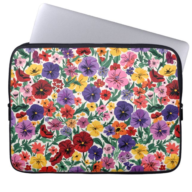 Capa Para Notebook Padrão de Jardim Floral de Pensamentos Vibrantes d (Frente)