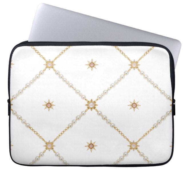 Capa Para Notebook Padrão de Joias em Treliça Pearl Sunburst (Frente)