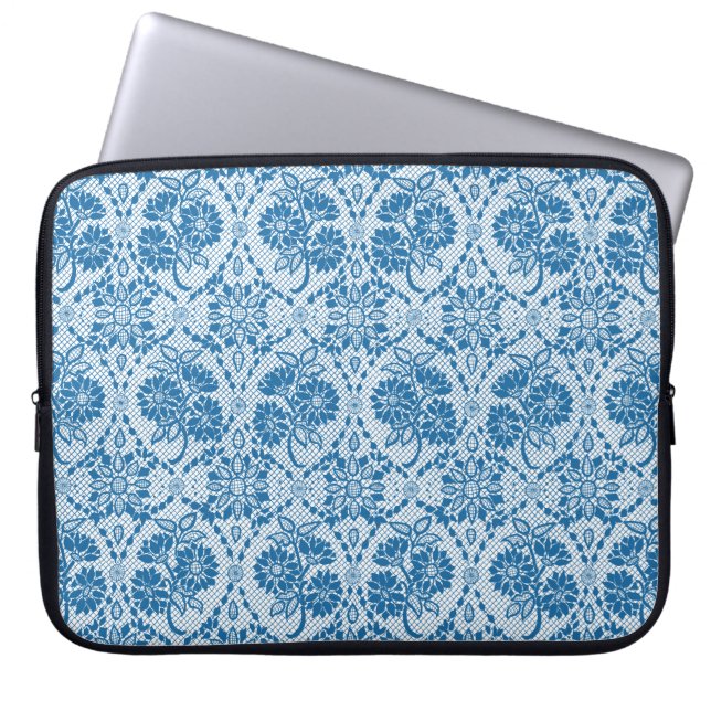 Capa Para Notebook Padrão de Lace Faux Floral Azul do Indigo Personal (Frente)