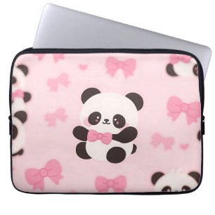 Capa Para Notebook Padrão de Laço Rosa Kawaii Panda