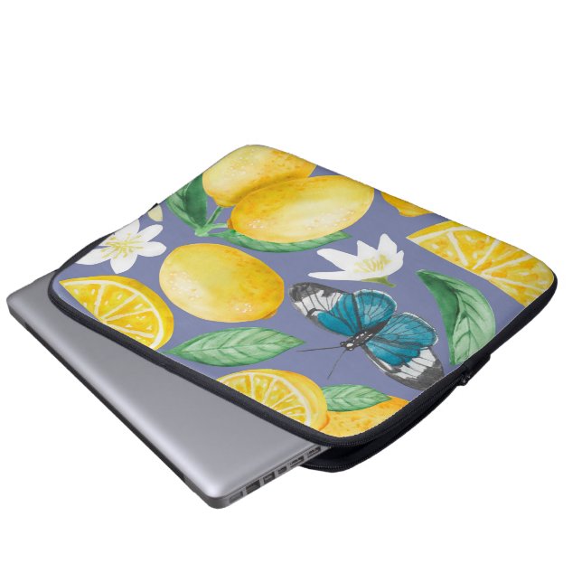 Capa Para Notebook padrão de limão aquarela (Frente Inferior)