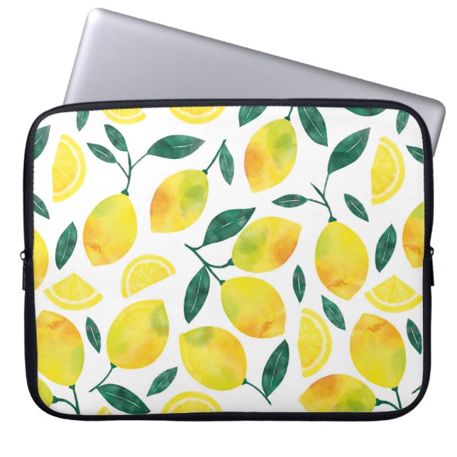 Capa Para Notebook Padrão de Limão de Aquarela Amarela (Frente)
