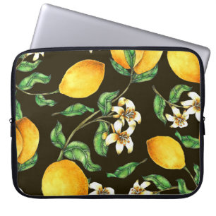 Capa Para Notebook Padrão De Limão De Aquarela Pintado À Mão