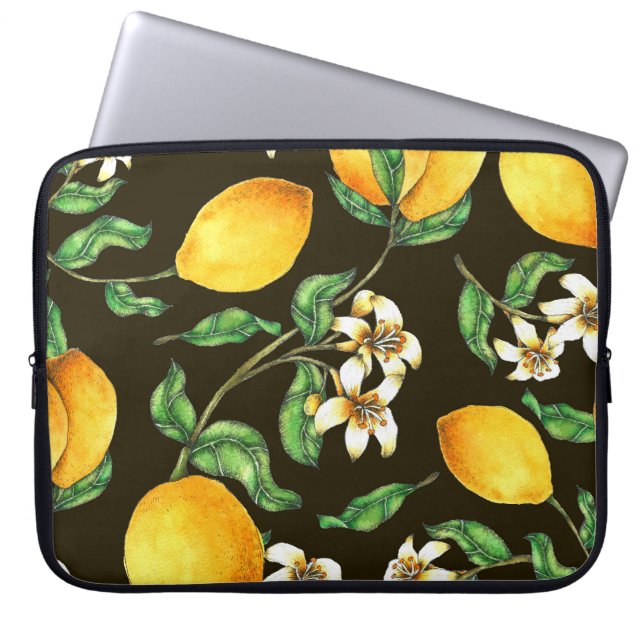 Capa Para Notebook Padrão De Limão De Aquarela Pintado À Mão (Frente)