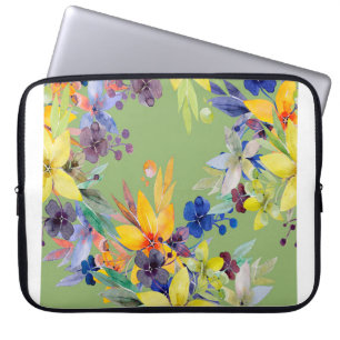 Capa Para Notebook Padrão de limpeza de cores d'água de ramificação.