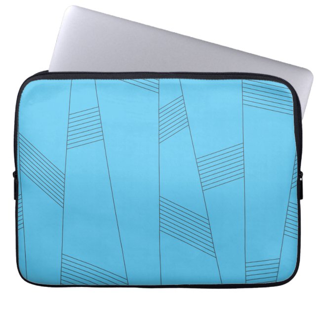 Capa Para Notebook Padrão de linha abstrato azul, simples, elegante (Frente)