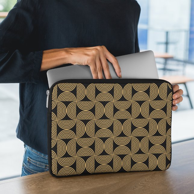 Capa Para Notebook Padrão de linha de arco preto e Dourado (Criador carregado)