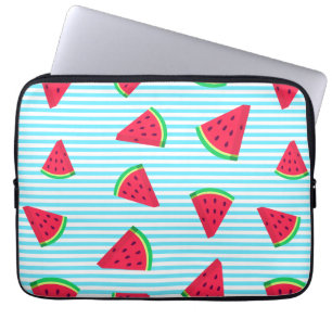 Capa Para Notebook Padrão De Linhas Azuis De Melancia Chic