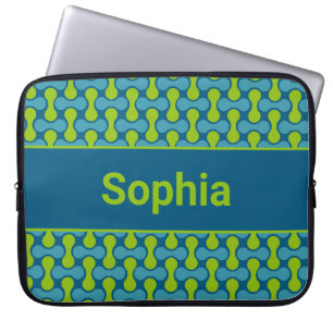 Capa Para Notebook Padrão de Link Moderno Retro em Azul e Verde