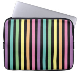 Capa Para Notebook Padrão de Listras Pretas e Colorido de Arco-íris P