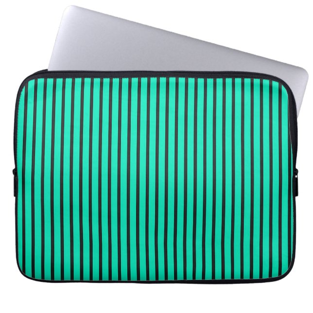 Capa Para Notebook Padrão de listras verticais em azul-verde (Frente)