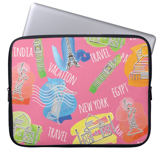 Capa Para Notebook Padrão de Locais de Viagem (Frente)