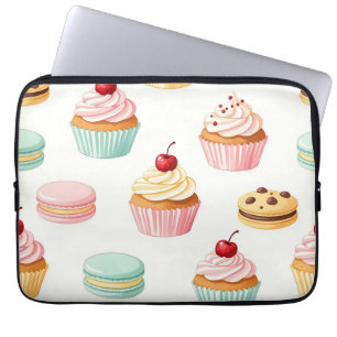 Capa Para Notebook Padrão de Macaron de Cupcake Doce