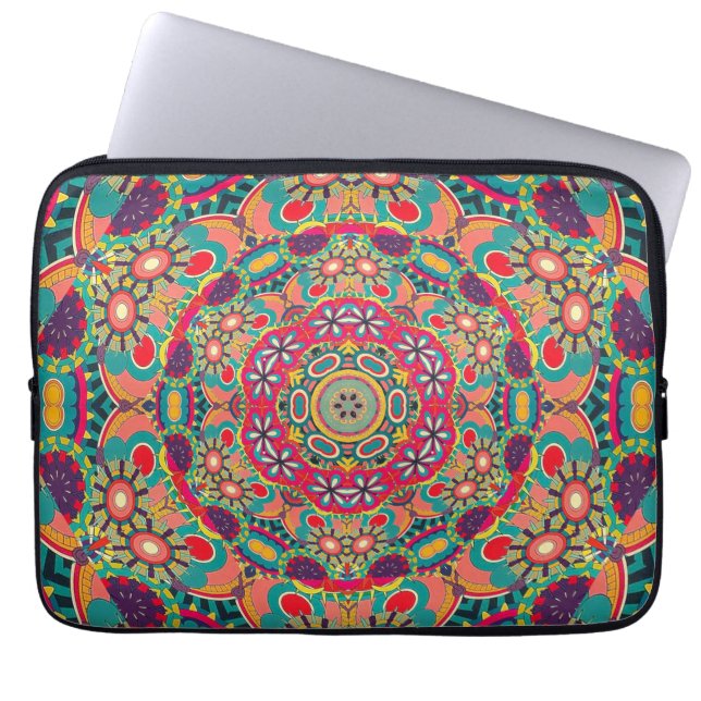 Capa Para Notebook Padrão de Mandala de Caleidoscópio Ornamentado Col (Frente)