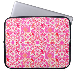 Capa Para Notebook Padrão de mandala, tons de rosa e coral