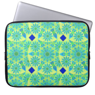 Capa Para Notebook padrão de mandala, turquesa, azul, verde lima