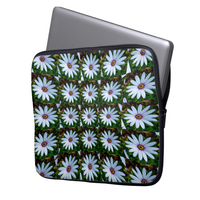 Capa Para Notebook Padrão de margarida branca (Frente Esquerda)