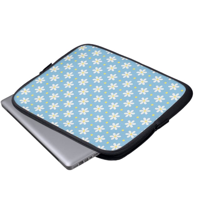Capa Para Notebook Padrão de Margaridas Brancas Fundo Personalizado (Frente Inferior)
