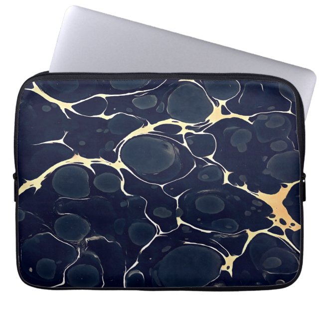 Capa Para Notebook Padrão de Mármore Escuro Estilo Abstrato de Tinta  (Frente)