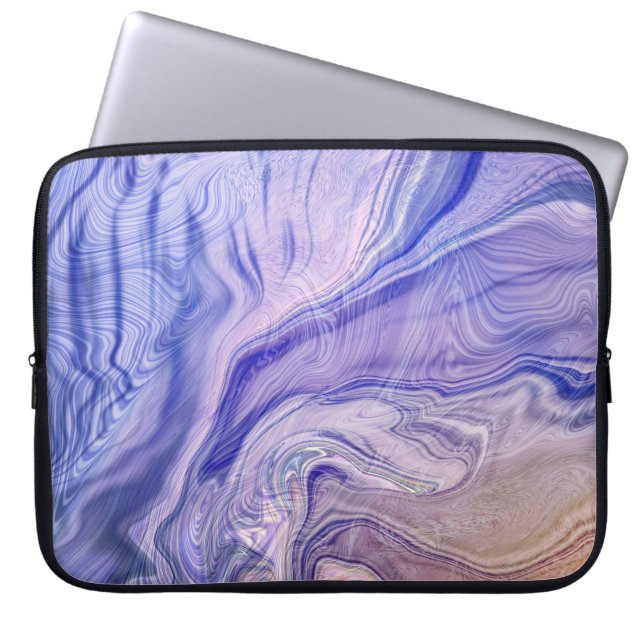 Capa Para Notebook Padrão de Mármore Fluido Lavanda & Índigo Abstrato (Frente)