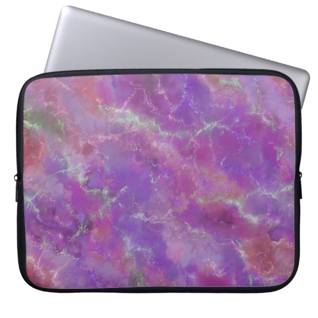 Capa Para Notebook Padrão de Mármore Roxo e Prata (Frente)