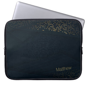 Capa Para Notebook Padrão de Meio-tom Dourado Escuro Elegante e nome