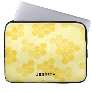 Capa Para Notebook Padrão de Mel Pastel Amarelo Personalizado