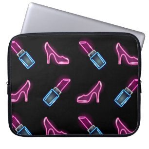 Capa Para Notebook Padrão de Moda com Ícones de Neon.