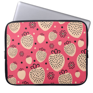 Capa Para Notebook Padrão de morango cor-de-rosa: design doce sem cos