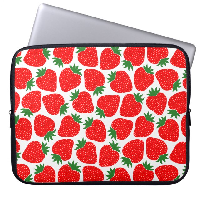 Capa Para Notebook Padrão de Morango Fofo Vermelho Festivo (Frente)
