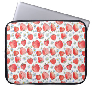 Capa Para Notebook Padrão de morango fresco e brilhante. Água