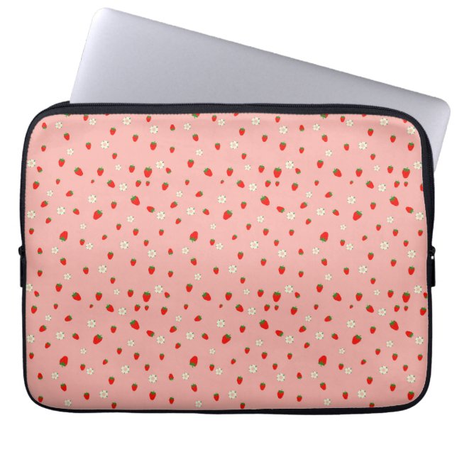 Capa Para Notebook Padrão de Morangos e Flores (Frente)